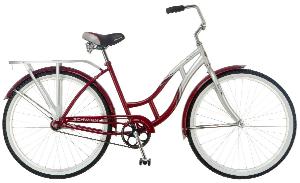Schwinn Women's Sanctuary Cruiser Bicycle (26-Inch Wheels), Silver/Red, 16-Inch